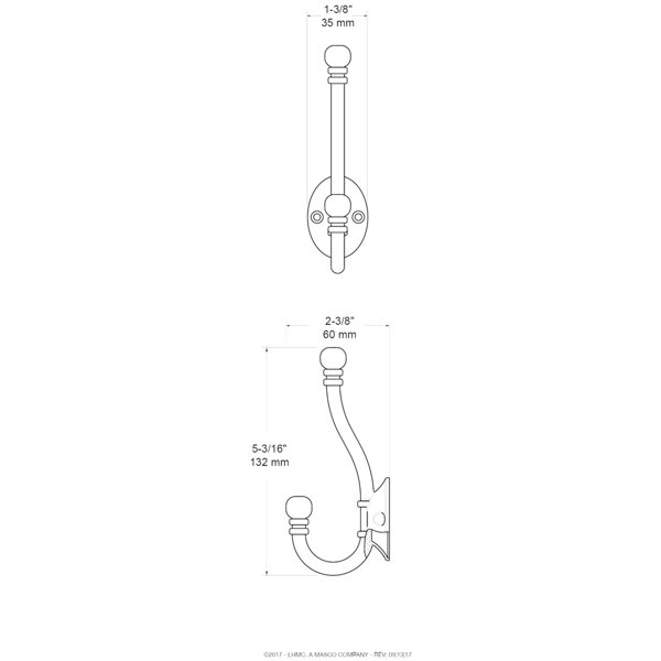 Cast iron double hat and coat hook in a Victorian style – Somerset