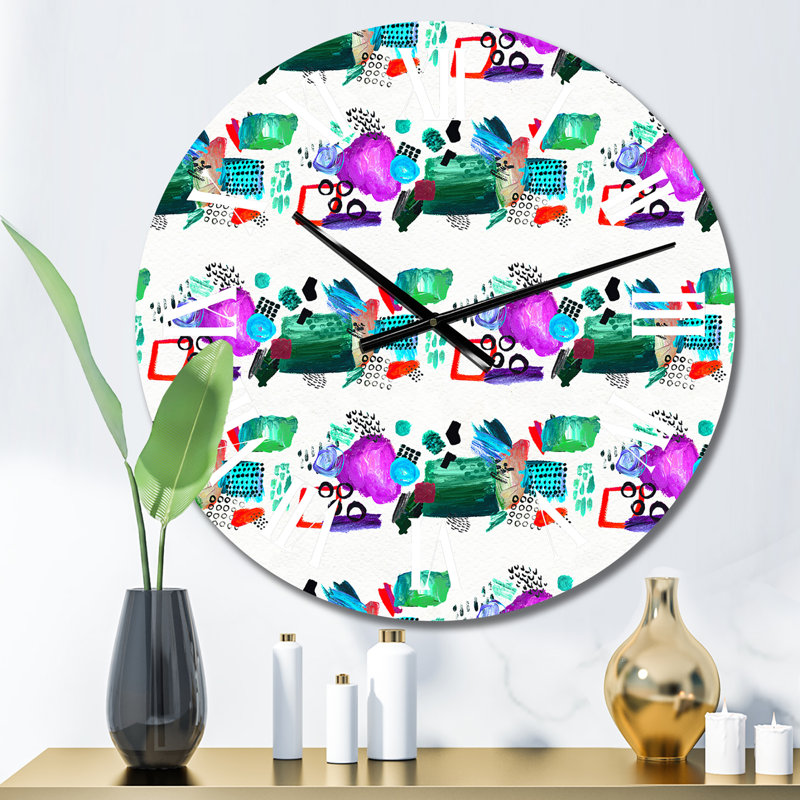 Horloge murale à motifs verts et mauves, Petit