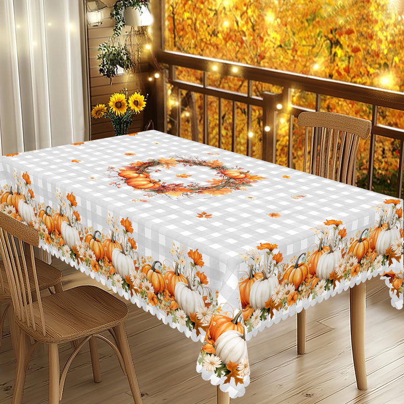 1pc nappe en polyester de l'Action de grâce, citrouille, feuilles d'érable et fleurs, L 70 po x l 55 po