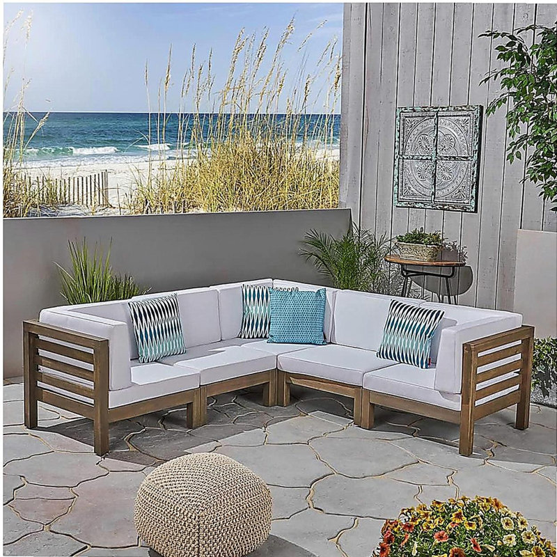 OANA -5-PIECE V SHAPE SOFA SET, WHITE