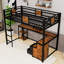 Lit mezzanine simple 2 tiroirs en métal avec bureau intégré et rangement