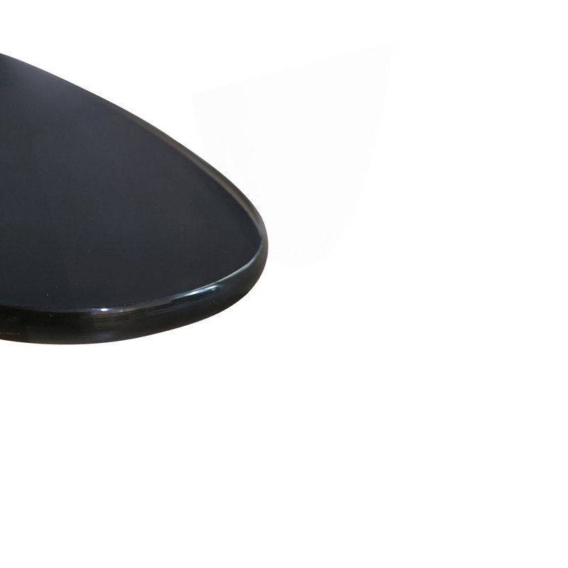 Adjustable Height Tempered Glass Table, Desk Table With Lockable Wheels, Side Table, Clear Black