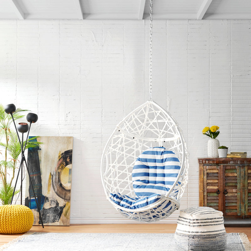 Balancelle Whetzel, Cadre blanc / coussin bleu