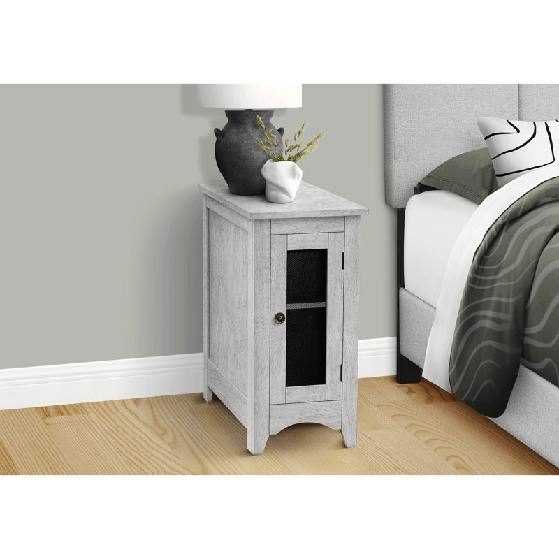 Table d'appoint, table de bout, table d'appoint, étroite, table de chevet, chambre à coucher, lampe, rangement, placage, transitionnel