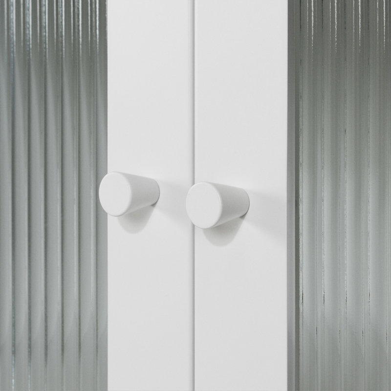White Contemporary Glass Door Accent Cabinet with Adjustable Shelves