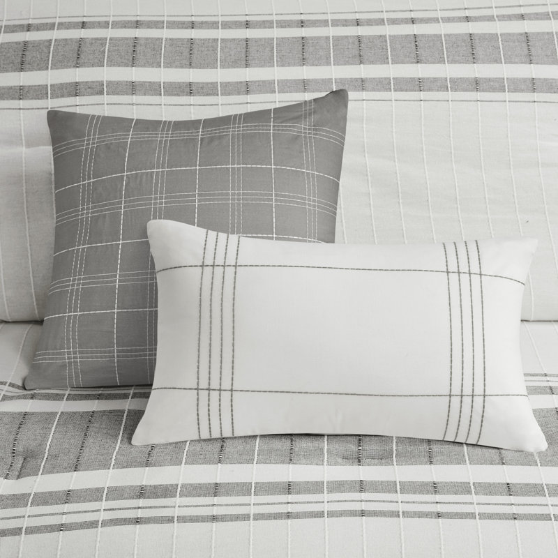 King White and Grey Cotton Jacquard Comforter Set