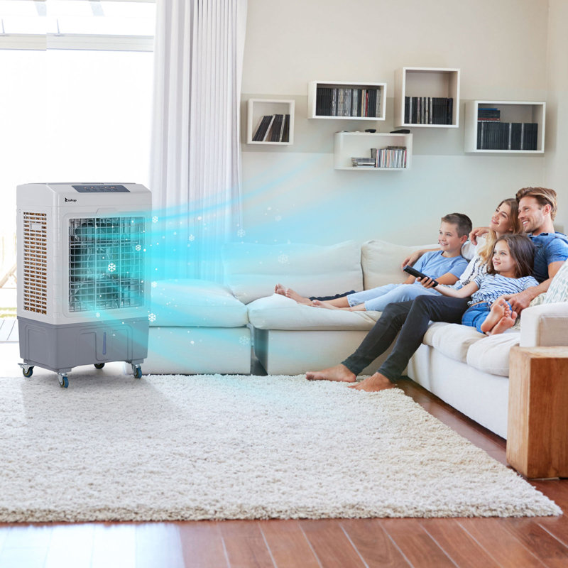 3 In 1 Portable Air Conditioner, Portable AC Unit With 4 Ice Packs For Room Up To 323 Sq.Ft, With Remote Control,White And Gray
