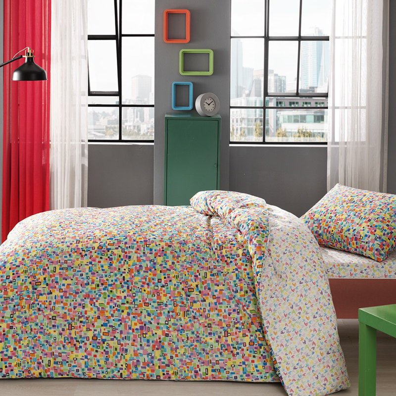 Ensemble de housse de couette 100% coton multicolore 3 pièces Cyinthia