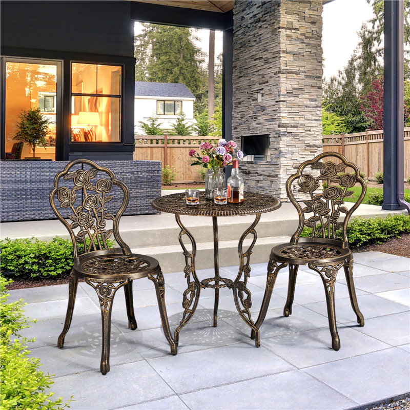 2 - Person Patio Dining Set with Round Table, Bronze