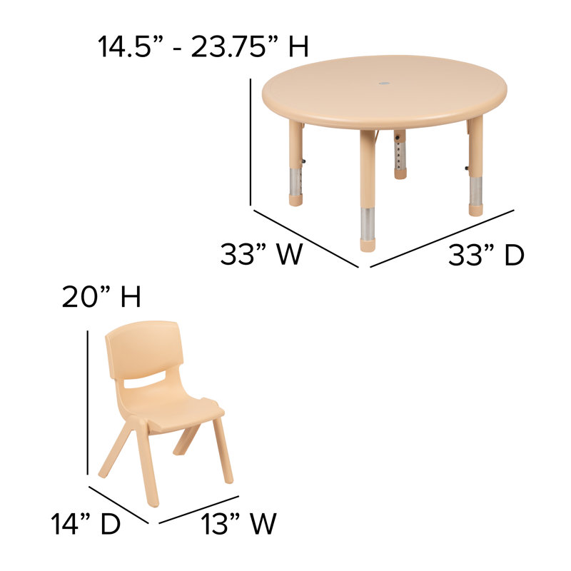 Ensemble de tables d'activités Goddard, Naturel, L 33 po x P 33 po x H 14,5 po à 23,75 po