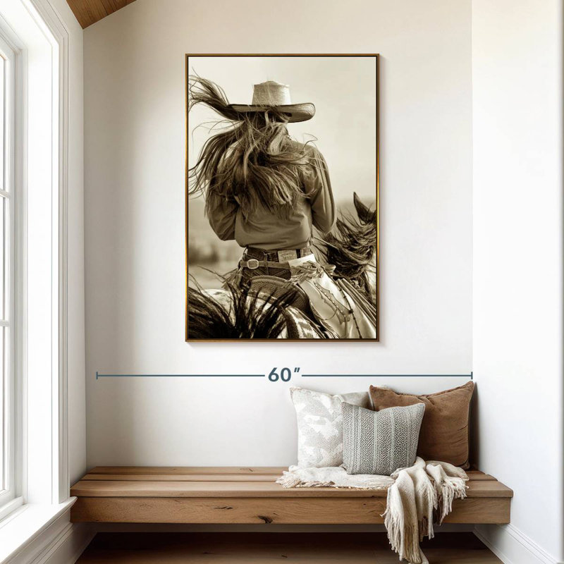 Sépia Cowgirl, Floating Frame Gold, 31" x 46"