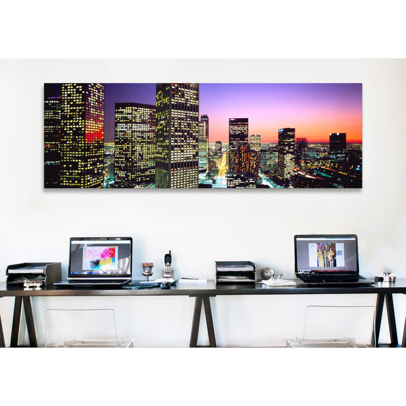 «Downtown Los Angeles California», reproduction de photo panoramique sur toile tendue, H 12 po x l 36 po x P 1,5 po