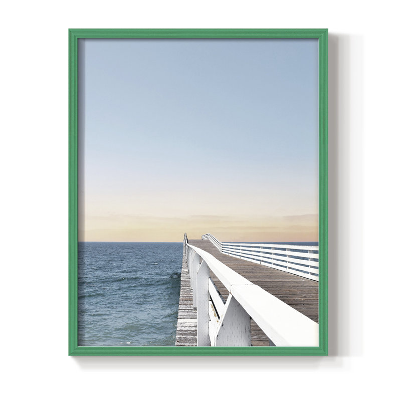 Day at the Pier Framed Print - Solid Wood, Green Single Picture Framed, 10" H x 8" W