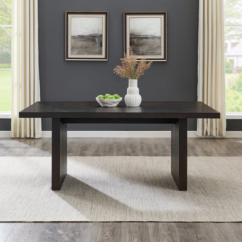 Rebeca Contemporary Dining Table, Slat-Fluted Base, Espresso