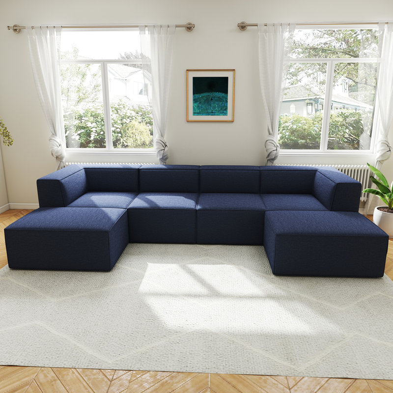 Canapé modulaire Compression Comfy Cloud, Polyester bleu