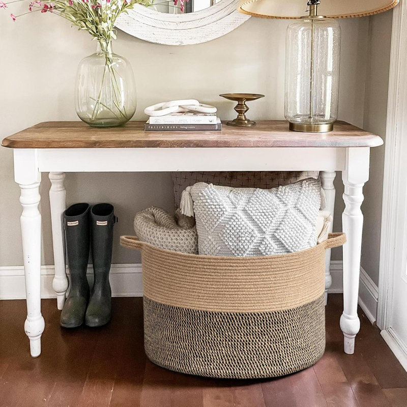 Panier de rangement en osier, rangement de couverture tissé pour le salon, panier rond tissé pour les vêtements, panier en jute, grand panier à linge pour l'oreiller