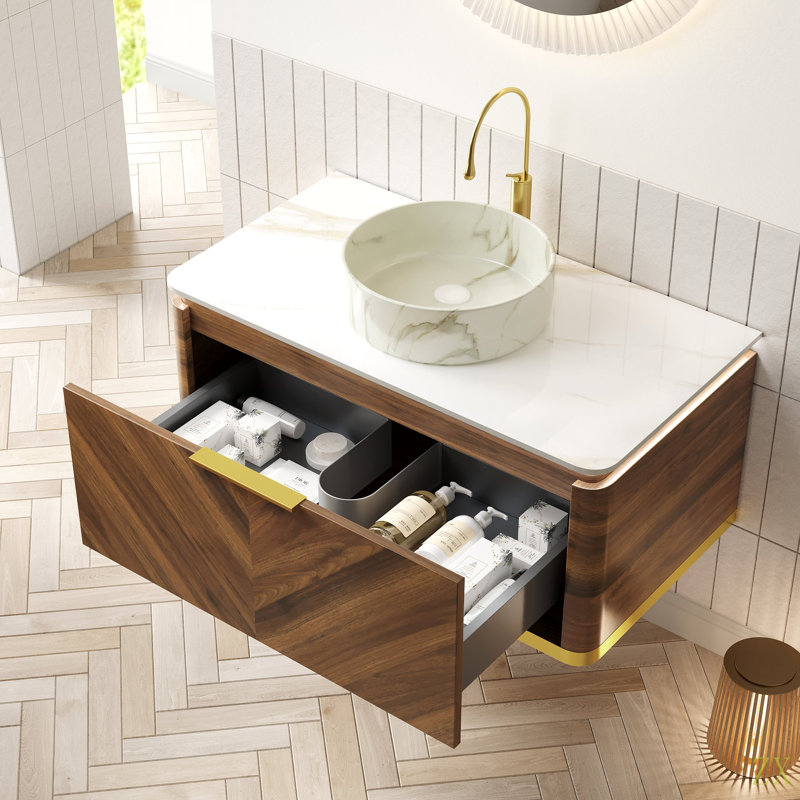Meuble-lavabo et évier de salle de bain DIPA, Noyer foncé, 36"