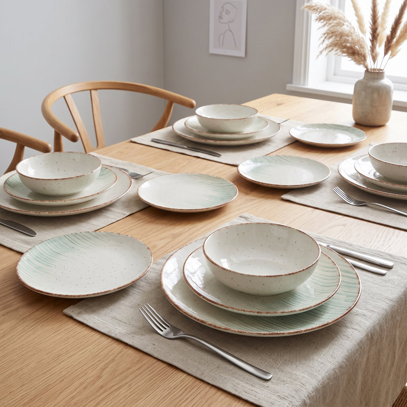 Service de table en porcelaine Aura Coastal Stripe Seafam