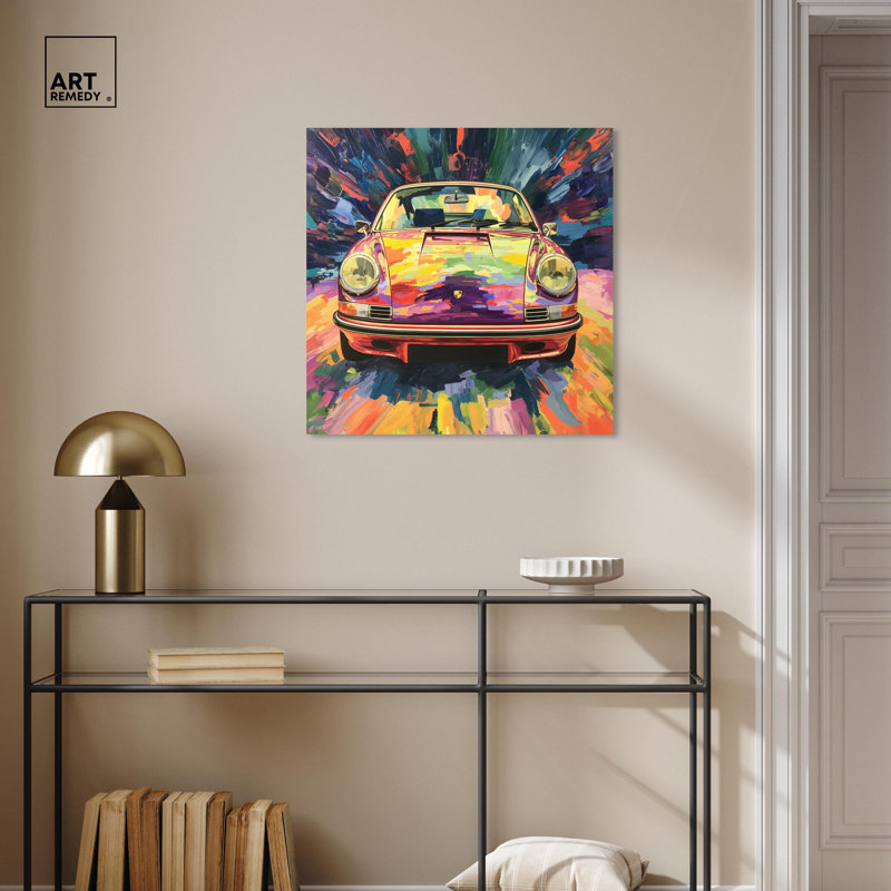 Porsche Aurora Vortex Abstract Car Canvas Art, 24" x 24"