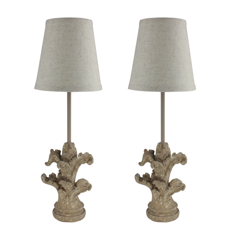 Ensemble de lampe buffet 18 po Rotherhithe, Base de grès / abat-jour naturel