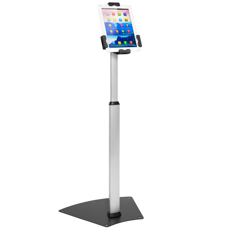 Adjustable Silver and Black Anti-Theft Tablet Floor Stand