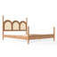 Grand lit plateforme, cadre de lit à baldaquin en bois avec tête de lit courbée tissée, lit élégant pour la chambre à coucher, naturel
