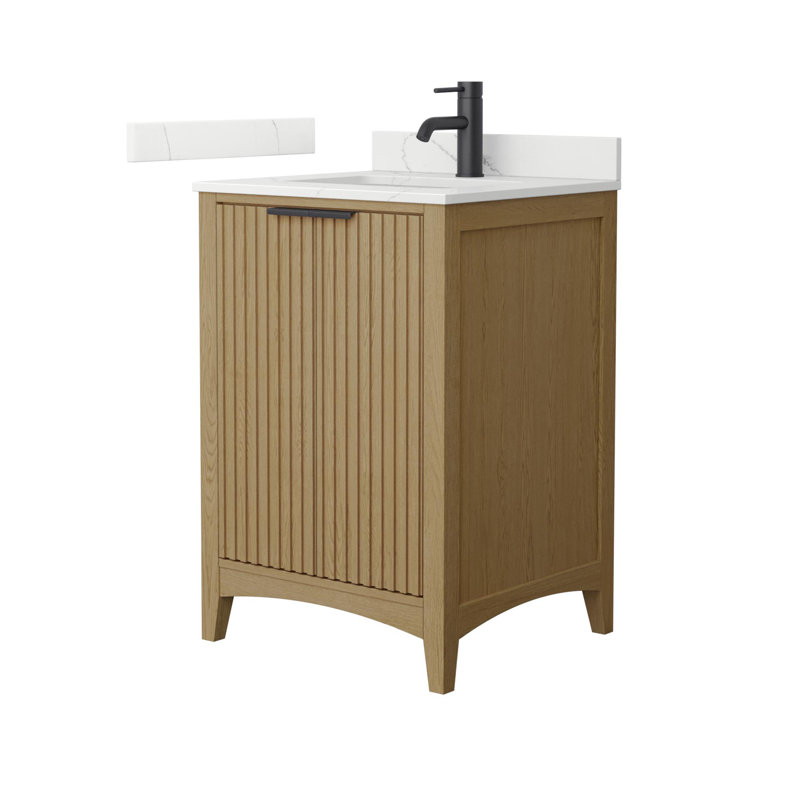 Palmilla 24" Freestanding Single Bathroom Vanity with Quartz Top, Matte Black, Giotto Quartz, Beige