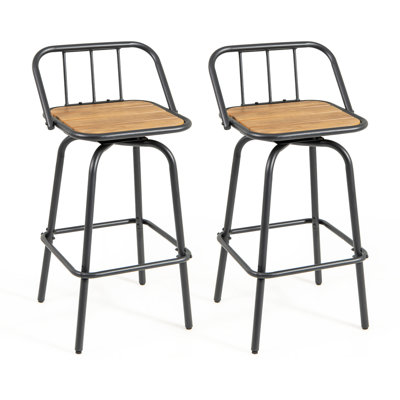  2 chaises de bar robustes à hauteur de barre en métal 27,5 po avec repose-pieds et dossier pour patio