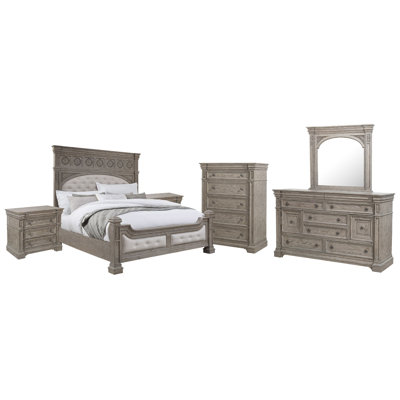 Bory Queen Panel Bed 2 Bachelor Chests Drawer Dresser With Mirror And Drawer Chest