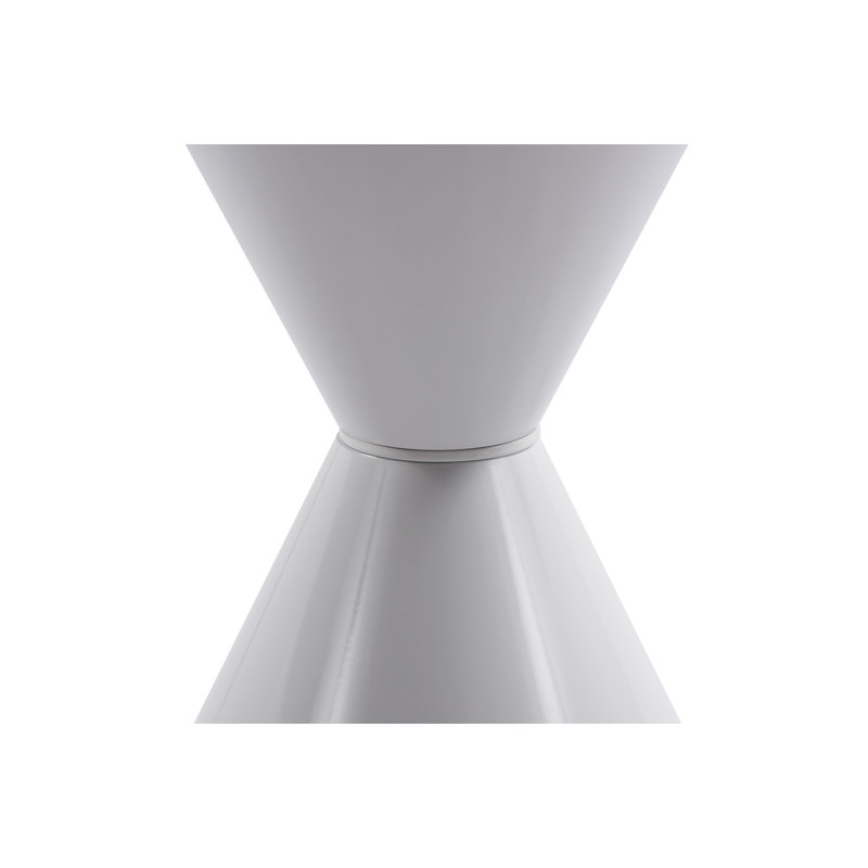Mood Glass Top Pedestal End Table, White, White