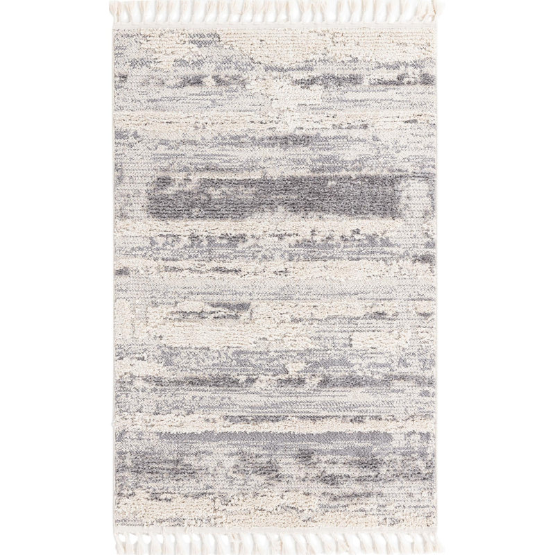 Tapis gris / blanc Algona, Rectangle 2 pi x 3 pi 2 po
