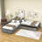 L-Shaped 2 Drawers Twin Size Platform Beds With Twin Size Trundle-1266230700