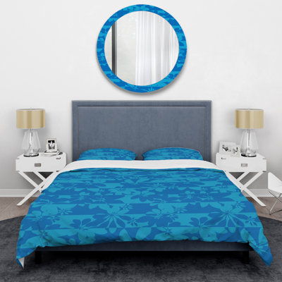 Motif à rayures bleues - Ensemble de housse de couette abstrait - Microfibre de polyester