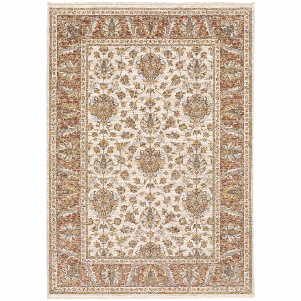 Atherine Power Loom Orange/Beige Rug Lark Manor™ Rug 