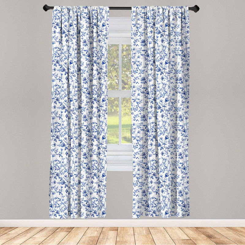 Felsenthal Watercolor Floral Semi-Sheer Rod Pocket Curtain Panels, 28" x 63"