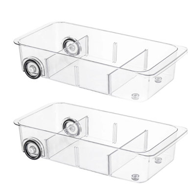 Rollout Refrigerator Drawer Organizer And Storage Clear Design With Dividers, Fridge Organizer On Wheels, Upgrade Thick Plastic Pantry Storage Bins, 2