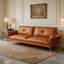 Canapé modulaire orange en cuir véritable-129490149