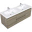 60" Floating Bathroom Vanity With Sink, Wall-Mounted Storage Cabinet With Solid Surface Top Basin, Two Sinks And Soft Close Drawers Fully Assembled