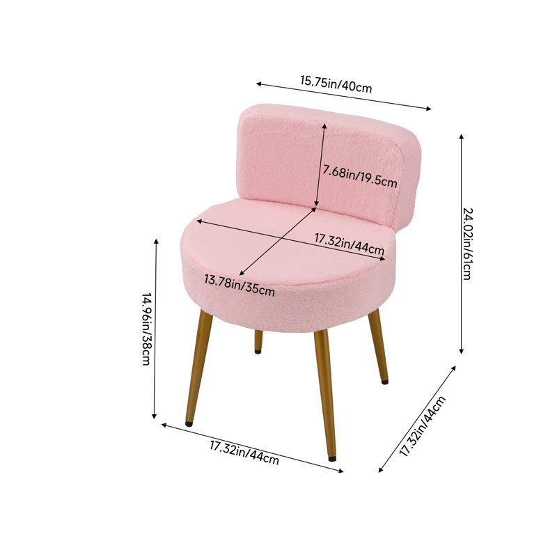 Upholstered Dressing Table Stool with Adjustable Feet