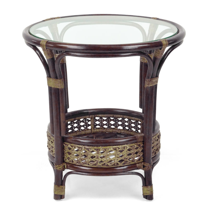 Pesmes Rattan Wicker Coffee Table, Dark Brown