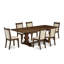 L'ensemble de table de cuisine 11 pièces comprend une table de salle à manger rectangulaire avec rallonge amovible et 10 chaises rembourrées en tissu de lin beige clair, noyer antique-1853231476-1853231434