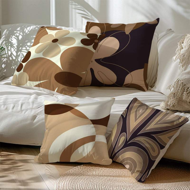 4 housses de coussin décoratives à motif de fleurs simples 4 pièces