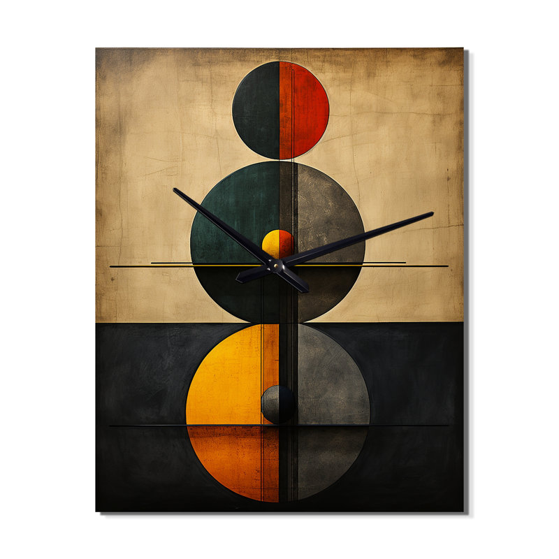 «Unraveling The Mystery Retro Geometrics III» - Horloge murale géométrique moderne surdimensionnée