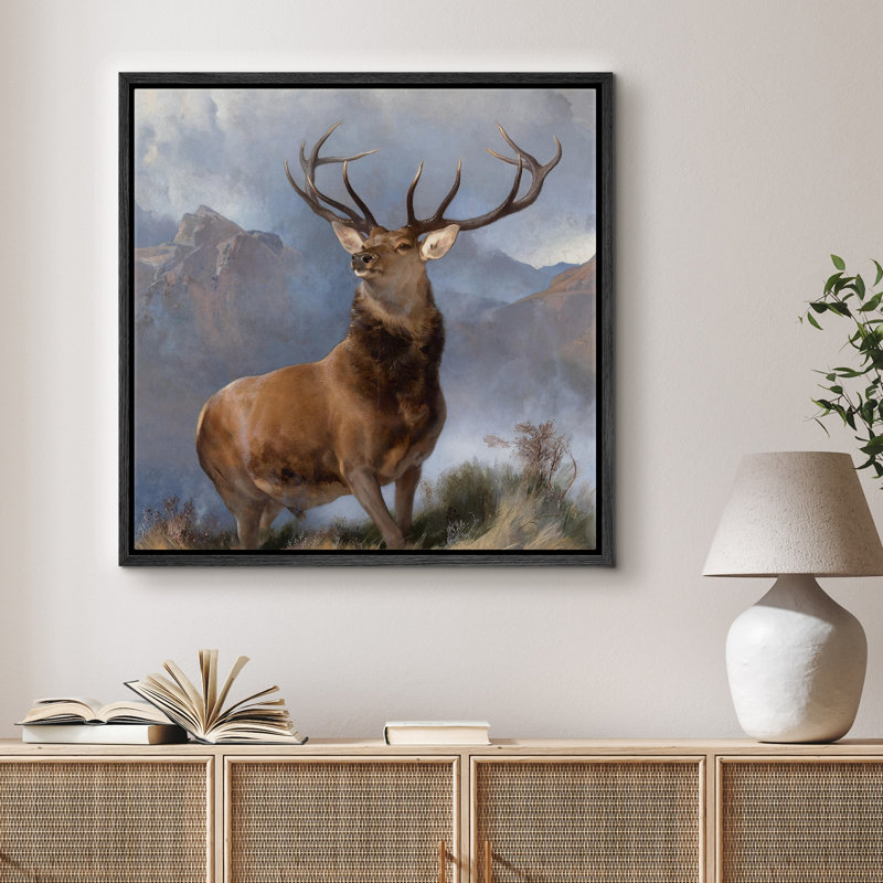 Art de cerf majestueux, photos de cerf, impression encadrée sur toile, H 24 po x l 24 po x P 1,5 po, Cadre flottant noir