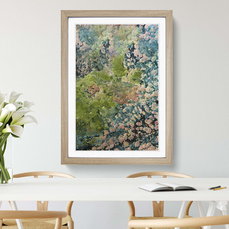 High Above the Greens in Abstract - Picture Frame Graphic Art Print, Oak Framed, 87cm H x 62cm W x 2cm D