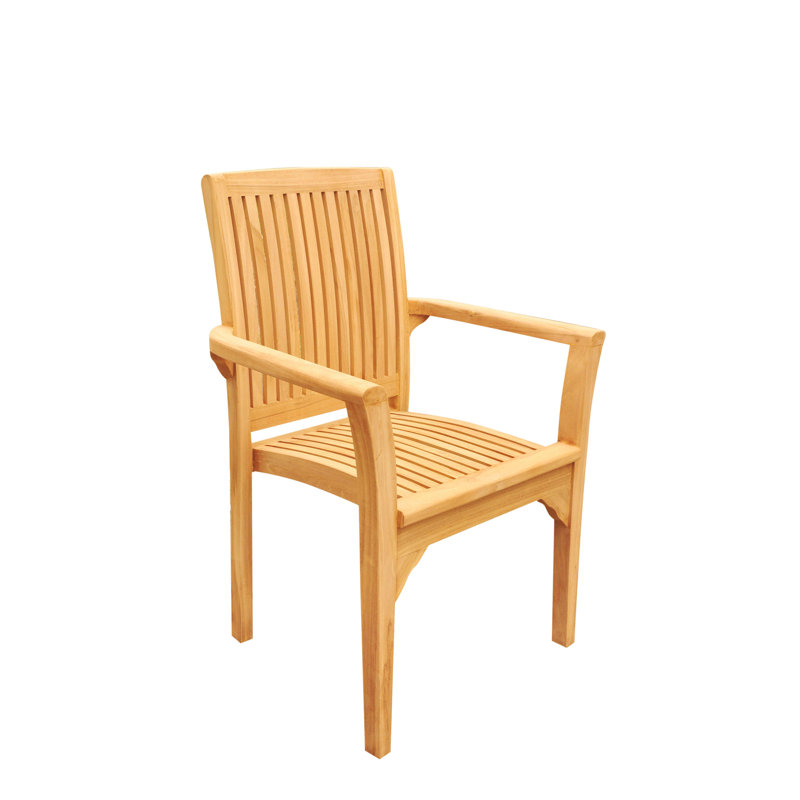 Natural Teak Stacking Outdoor Dining Chair with Cushions