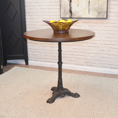 Jusztina Round Solid Wood Top Metal Base Dining Table