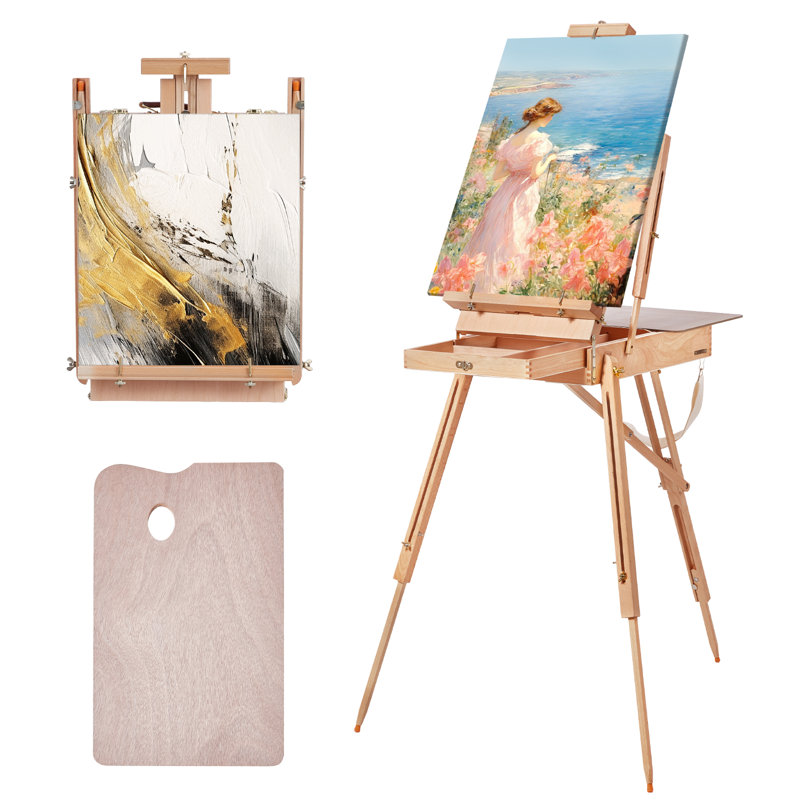 Beechwood Foldable French Easel with Storage Drawer