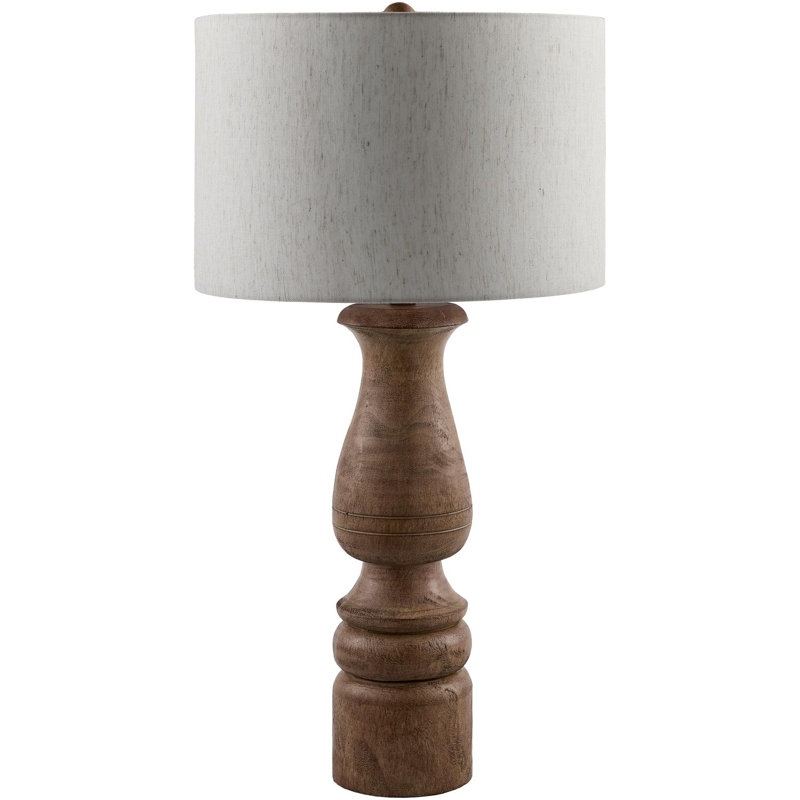 Aolanis Table Lamp, Dark Brown Base / Beige Linen Shade