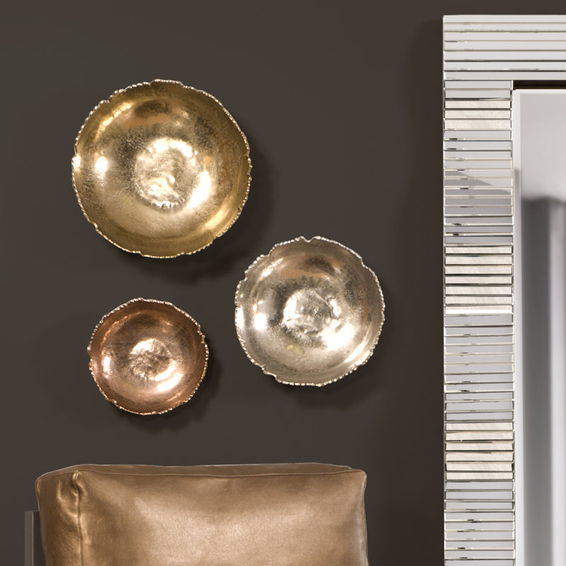 Glam Abstract Wall Decor on Metal, Silver, 4" H x 15.25" W x 15.25" D
